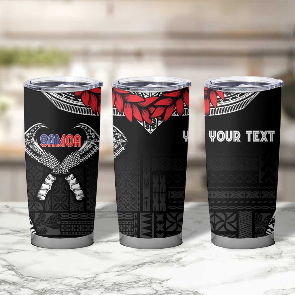 Personalized Talofa Samoa Tumbler Cup Ulafala With Toa Nifo'oti - Black