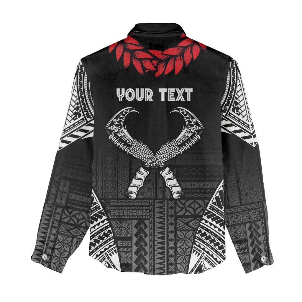 Personalized Talofa Samoa Women Casual Shirt Ulafala With Toa Nifo'oti - Black
