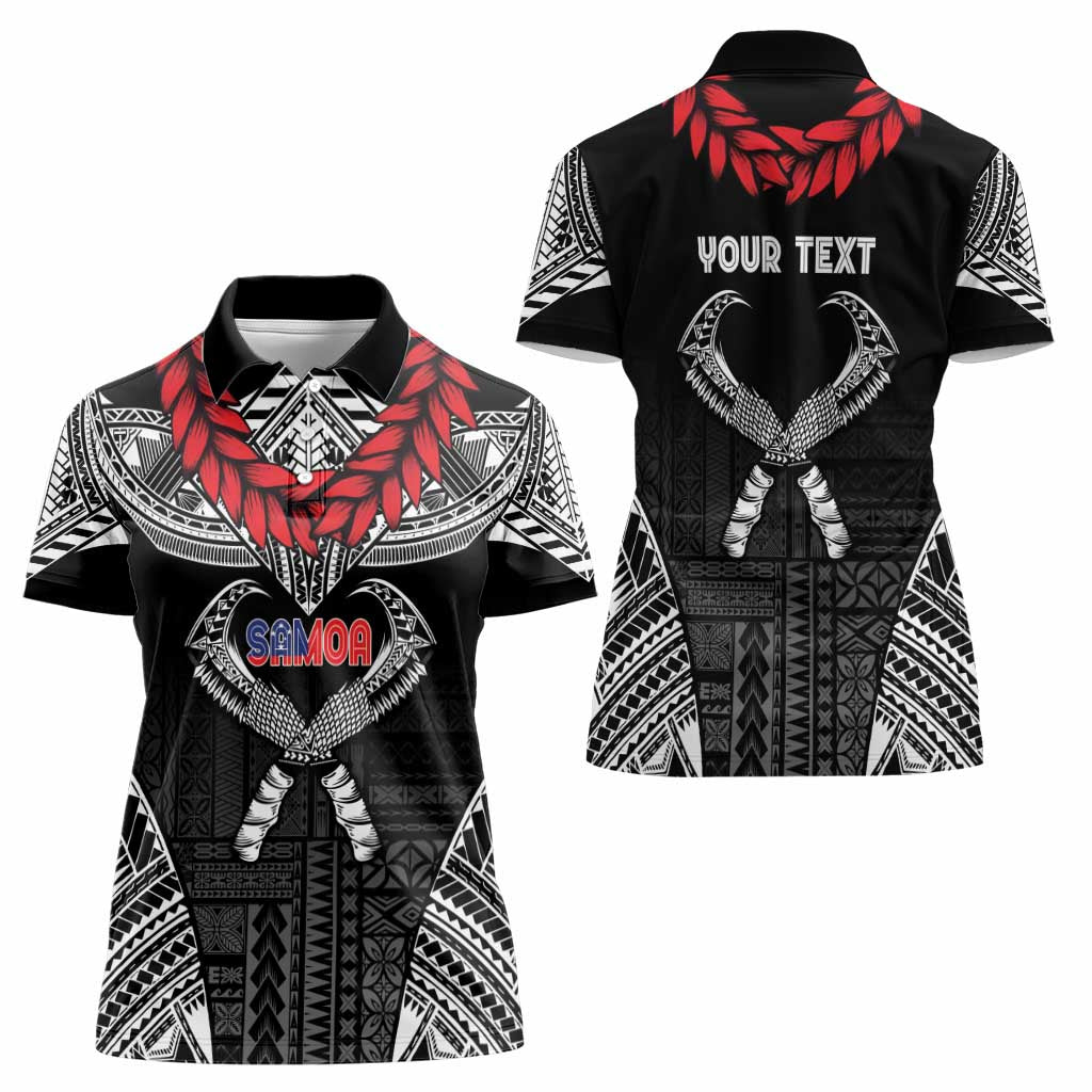 Personalized Talofa Samoa Women Polo Shirt Ulafala With Toa Nifo'oti - Black