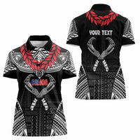 Personalized Talofa Samoa Women Polo Shirt Ulafala With Toa Nifo'oti - Black