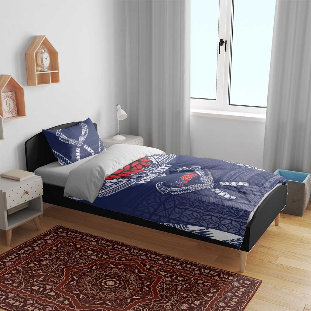 Personalized Talofa Samoa Bedding Set Ulafala With Toa Nifo'oti - Blue