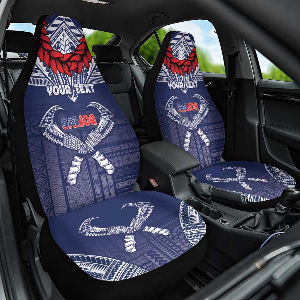 Personalized Talofa Samoa Car Seat Cover Ulafala With Toa Nifo'oti - Blue LT7 One Size Blue - Polynesian Pride