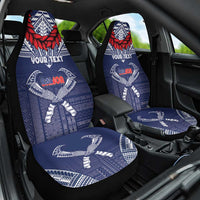 Personalized Talofa Samoa Car Seat Cover Ulafala With Toa Nifo'oti - Blue LT7 One Size Blue - Polynesian Pride