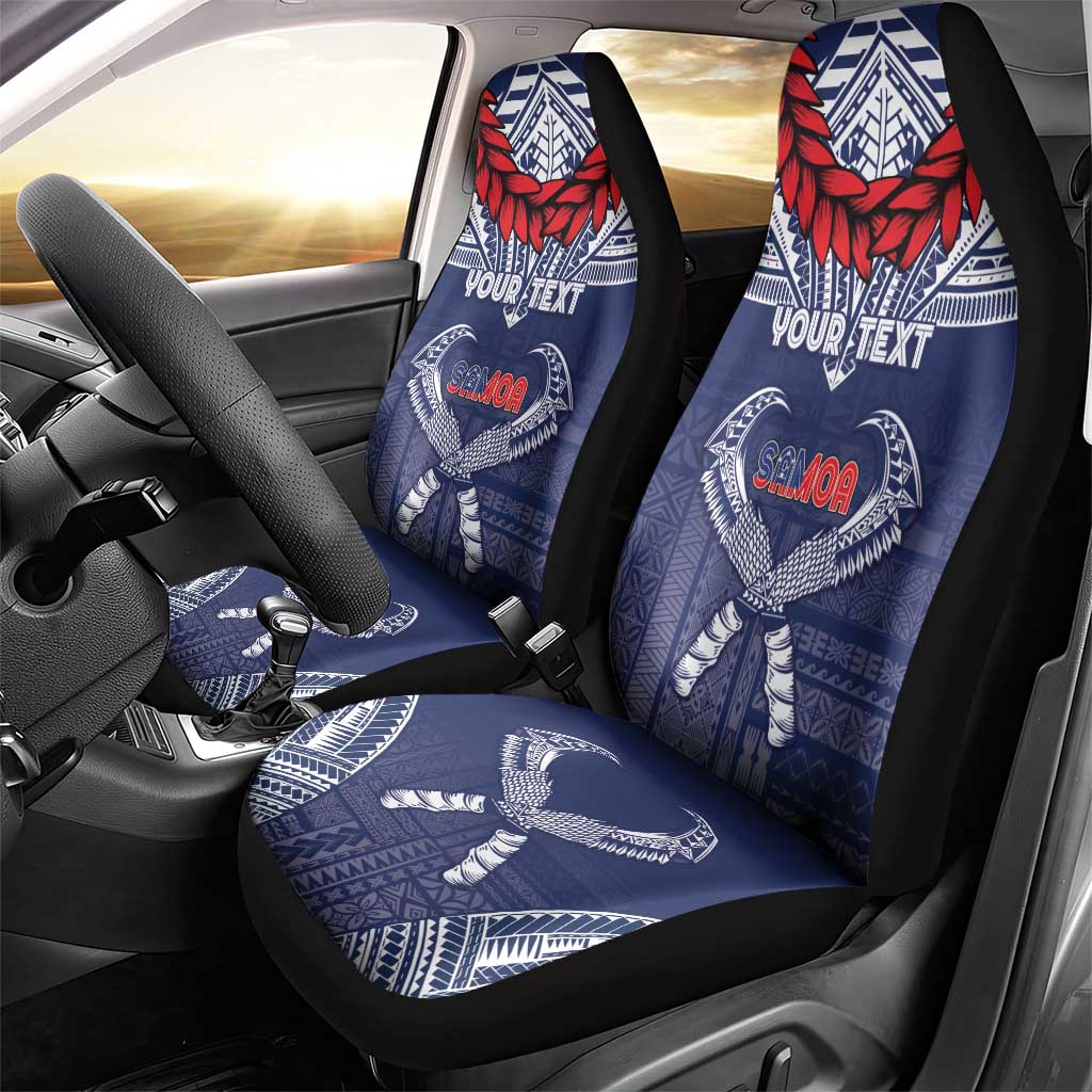 Personalized Talofa Samoa Car Seat Cover Ulafala With Toa Nifo'oti - Blue LT7 - Polynesian Pride
