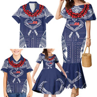 Personalized Talofa Samoa Family Matching Mermaid Dress and Hawaiian Shirt Ulafala With Toa Nifo'oti - Blue LT7 - Polynesian Pride