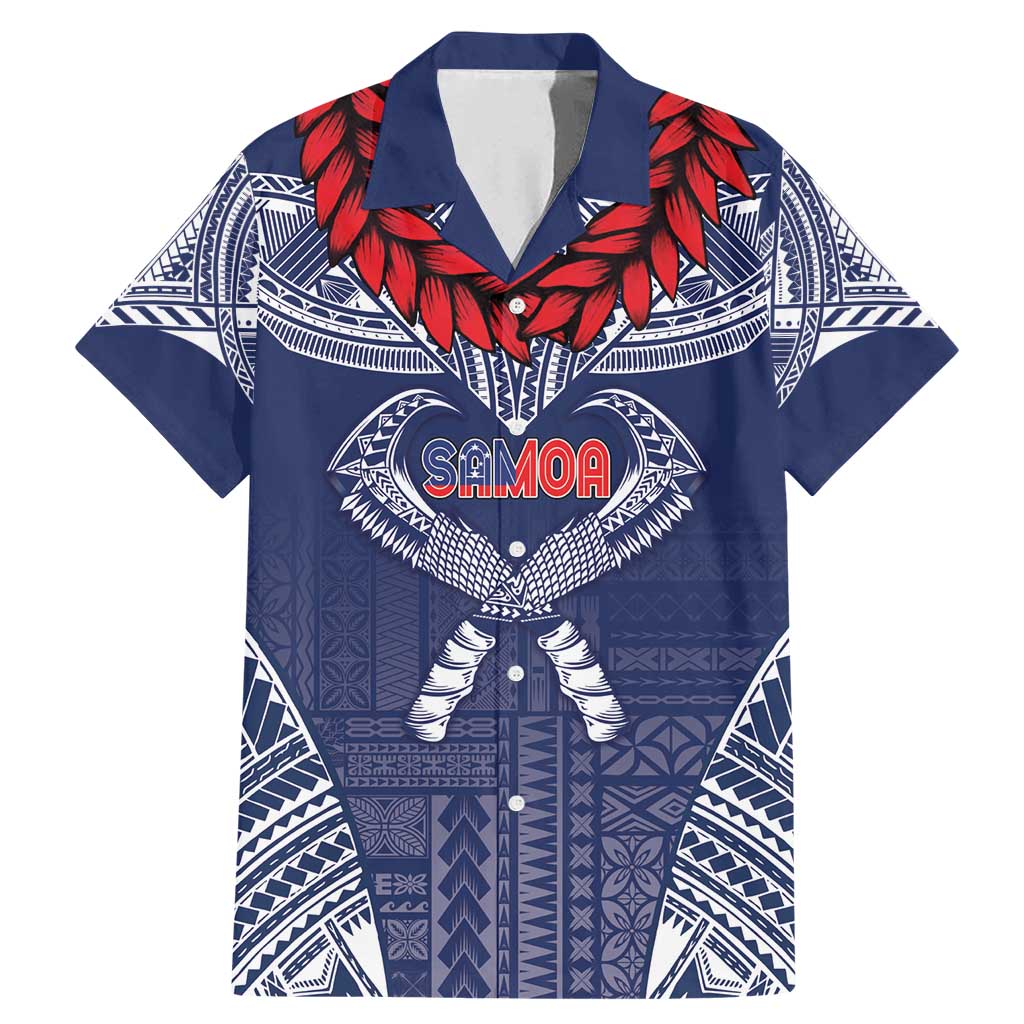 Personalized Talofa Samoa Family Matching Mermaid Dress and Hawaiian Shirt Ulafala With Toa Nifo'oti - Blue LT7 Dad's Shirt - Short Sleeve Blue - Polynesian Pride