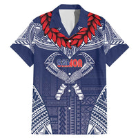 Personalized Talofa Samoa Family Matching Mermaid Dress and Hawaiian Shirt Ulafala With Toa Nifo'oti - Blue LT7 Dad's Shirt - Short Sleeve Blue - Polynesian Pride
