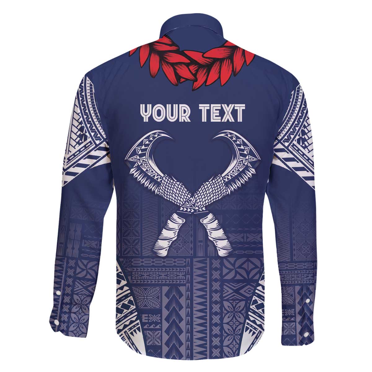 Personalized Talofa Samoa Family Matching Off The Shoulder Long Sleeve Dress and Hawaiian Shirt Ulafala With Toa Nifo'oti - Blue LT7 - Polynesian Pride