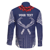 Personalized Talofa Samoa Family Matching Off The Shoulder Long Sleeve Dress and Hawaiian Shirt Ulafala With Toa Nifo'oti - Blue LT7 - Polynesian Pride