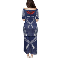 Personalized Talofa Samoa Family Matching Puletasi and Hawaiian Shirt Ulafala With Toa Nifo'oti - Blue