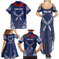 Personalized Talofa Samoa Family Matching Summer Maxi Dress and Hawaiian Shirt Ulafala With Toa Nifo'oti - Blue LT7 - Polynesian Pride