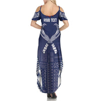 Personalized Talofa Samoa Family Matching Summer Maxi Dress and Hawaiian Shirt Ulafala With Toa Nifo'oti - Blue LT7 - Polynesian Pride