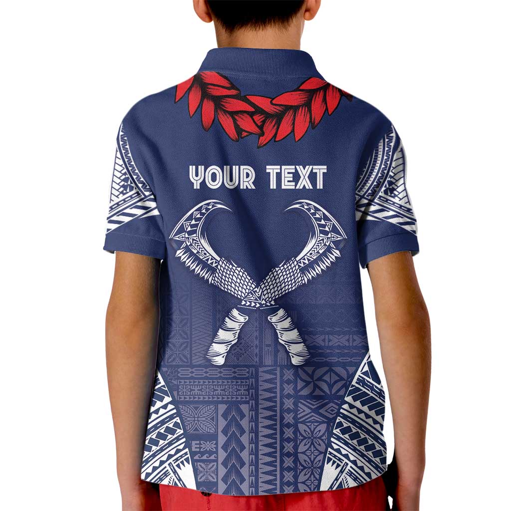 Personalized Talofa Samoa Kid Polo Shirt Ulafala With Toa Nifo'oti - Blue