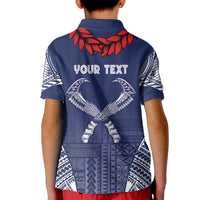 Personalized Talofa Samoa Kid Polo Shirt Ulafala With Toa Nifo'oti - Blue