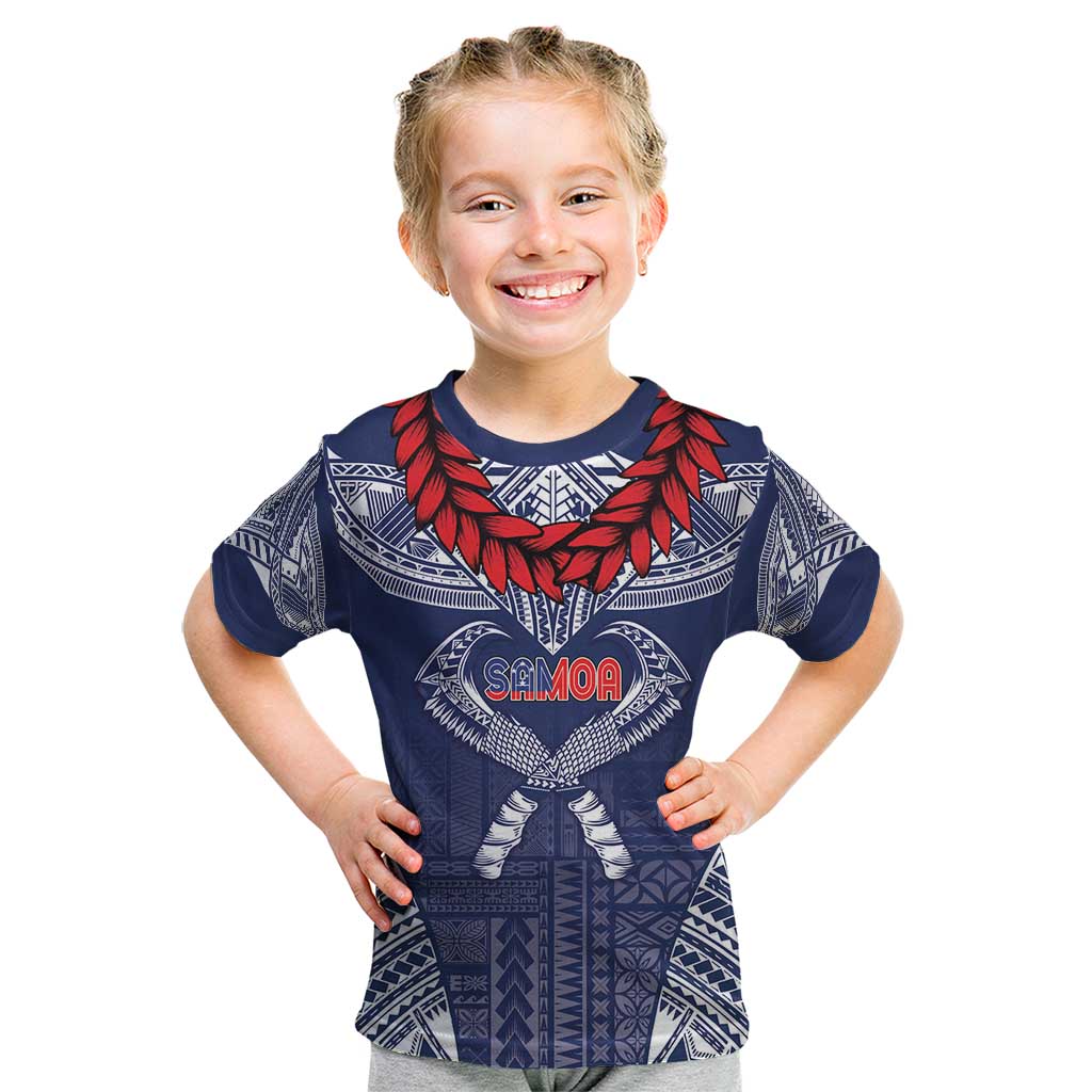 Personalized Talofa Samoa Kid T Shirt Ulafala With Toa Nifo'oti - Blue