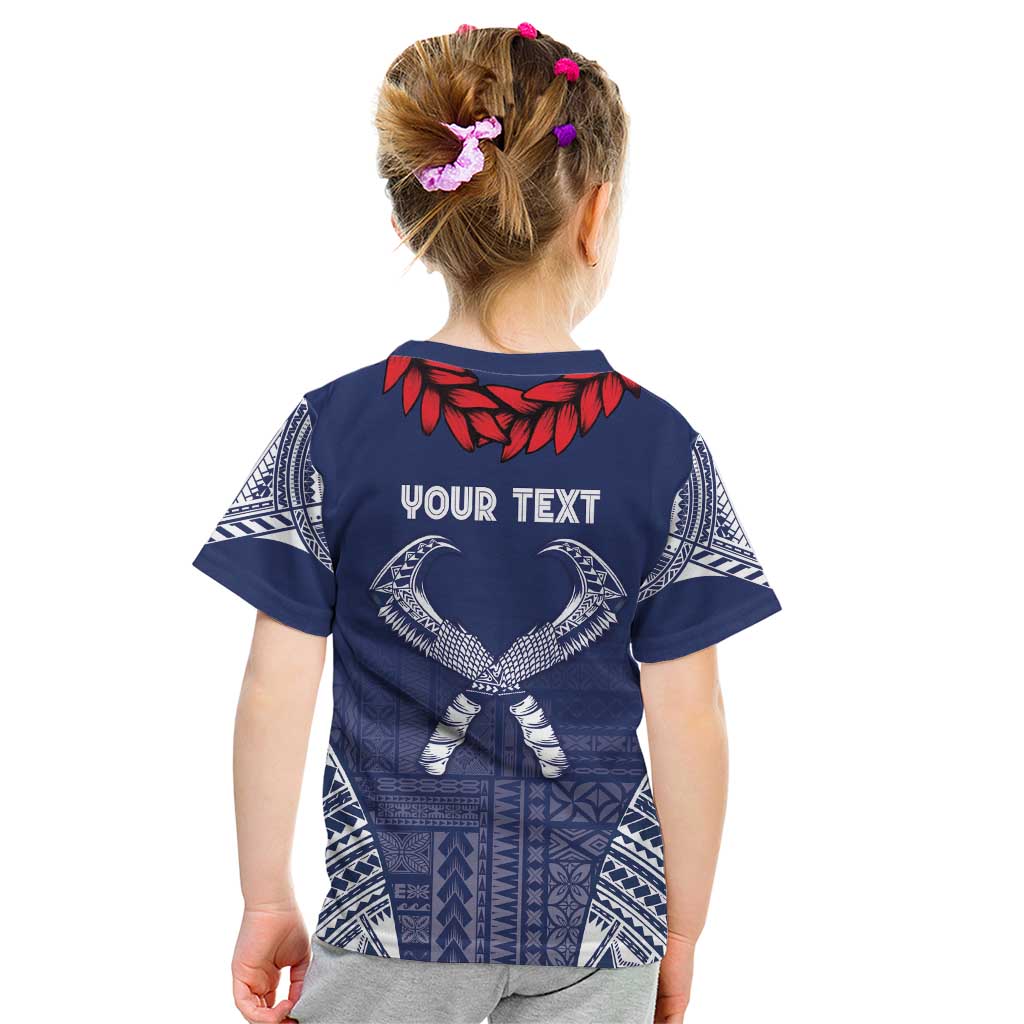 Personalized Talofa Samoa Kid T Shirt Ulafala With Toa Nifo'oti - Blue