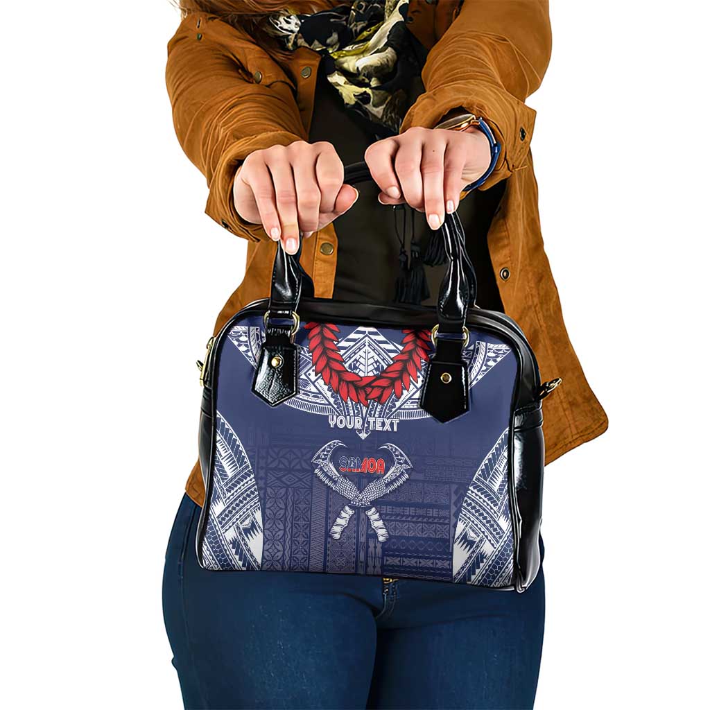 Personalized Talofa Samoa Shoulder Handbag Ulafala With Toa Nifo'oti - Blue