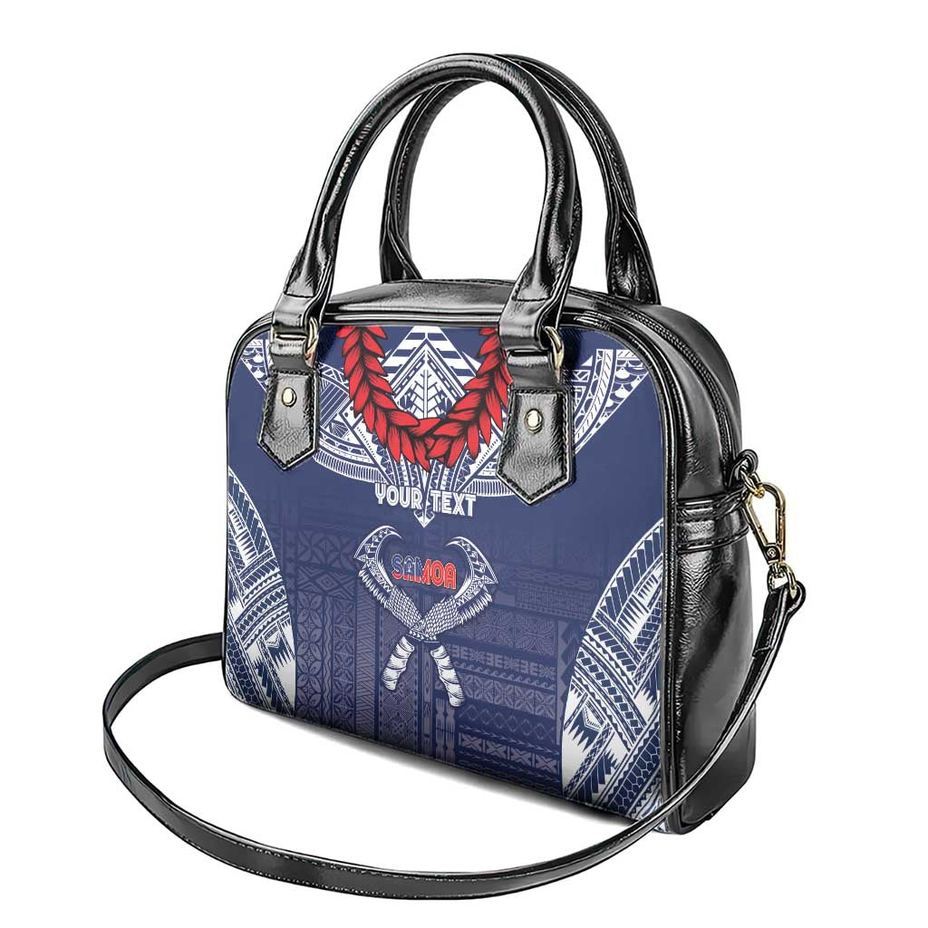 Personalized Talofa Samoa Shoulder Handbag Ulafala With Toa Nifo'oti - Blue