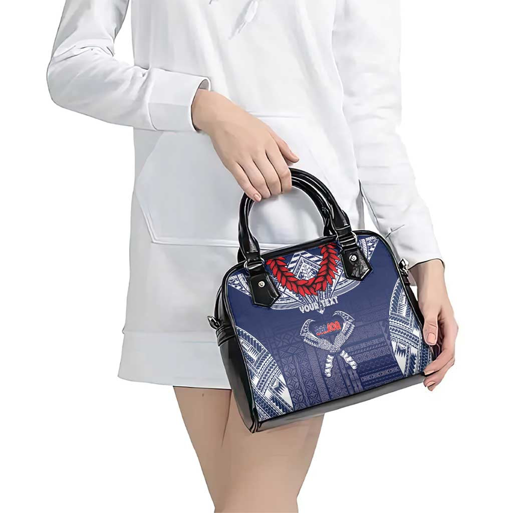 Personalized Talofa Samoa Shoulder Handbag Ulafala With Toa Nifo'oti - Blue
