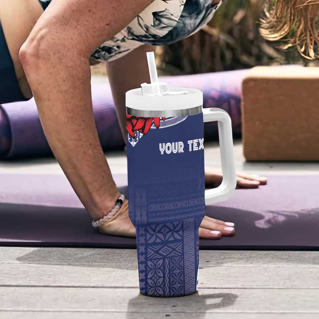 Personalized Talofa Samoa Tumbler With Handle Ulafala With Toa Nifo'oti - Blue