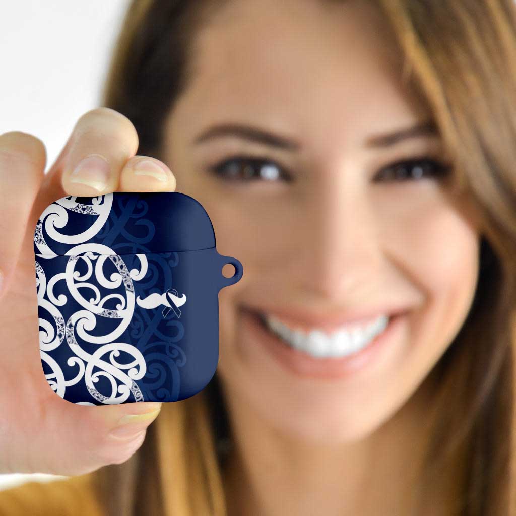 New Zealand Maori Mo Bros AirPods Case Blue Ribbon With Koru Kowhaiwhai LT7 Blue - Polynesian Pride