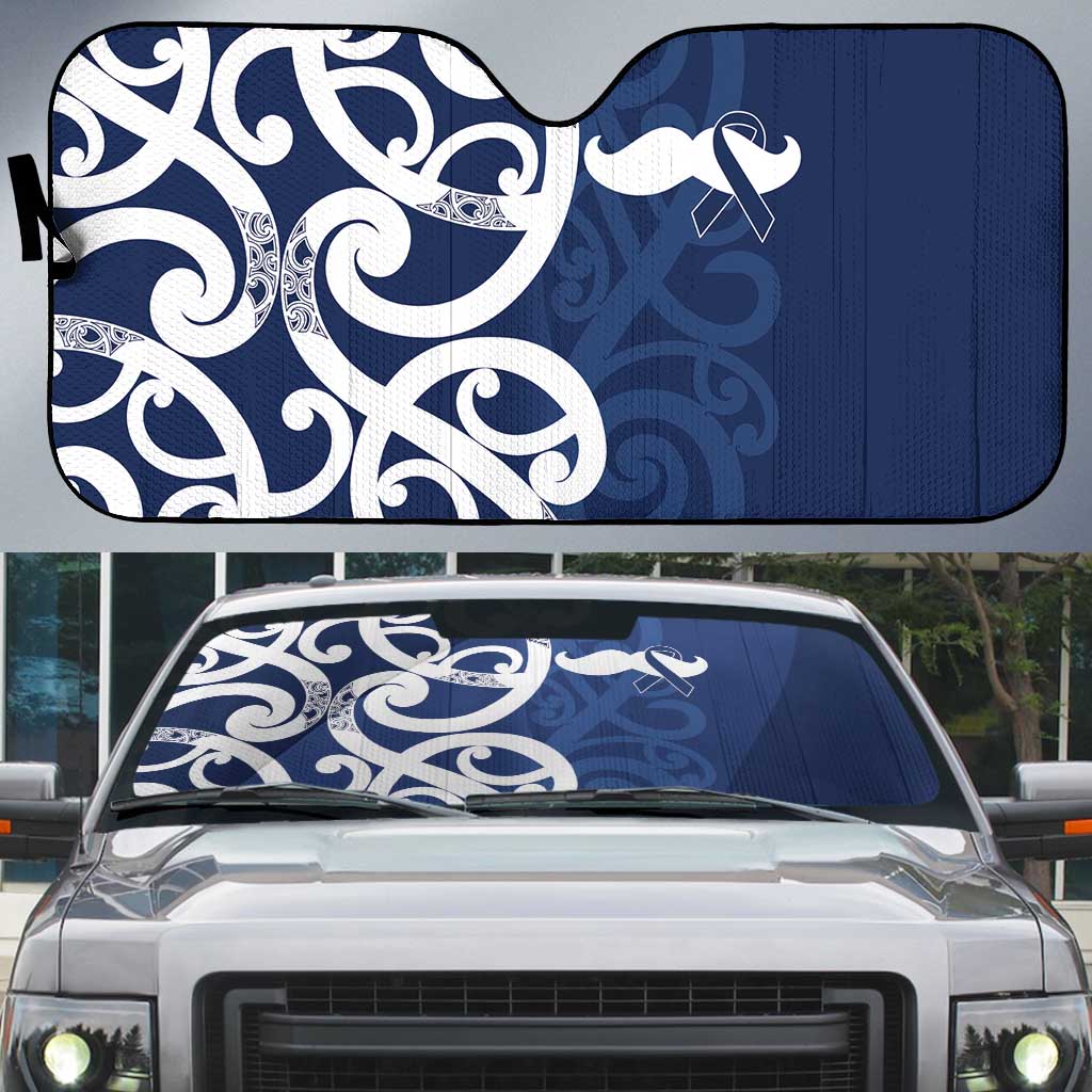 New Zealand Maori Mo Bros Auto Sun Shade Blue Ribbon With Koru Kowhaiwhai LT7 Blue - Polynesian Pride