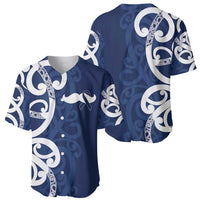 New Zealand Maori Mo Bros Baseball Jersey Blue Ribbon With Koru Kowhaiwhai LT7 - Polynesian Pride