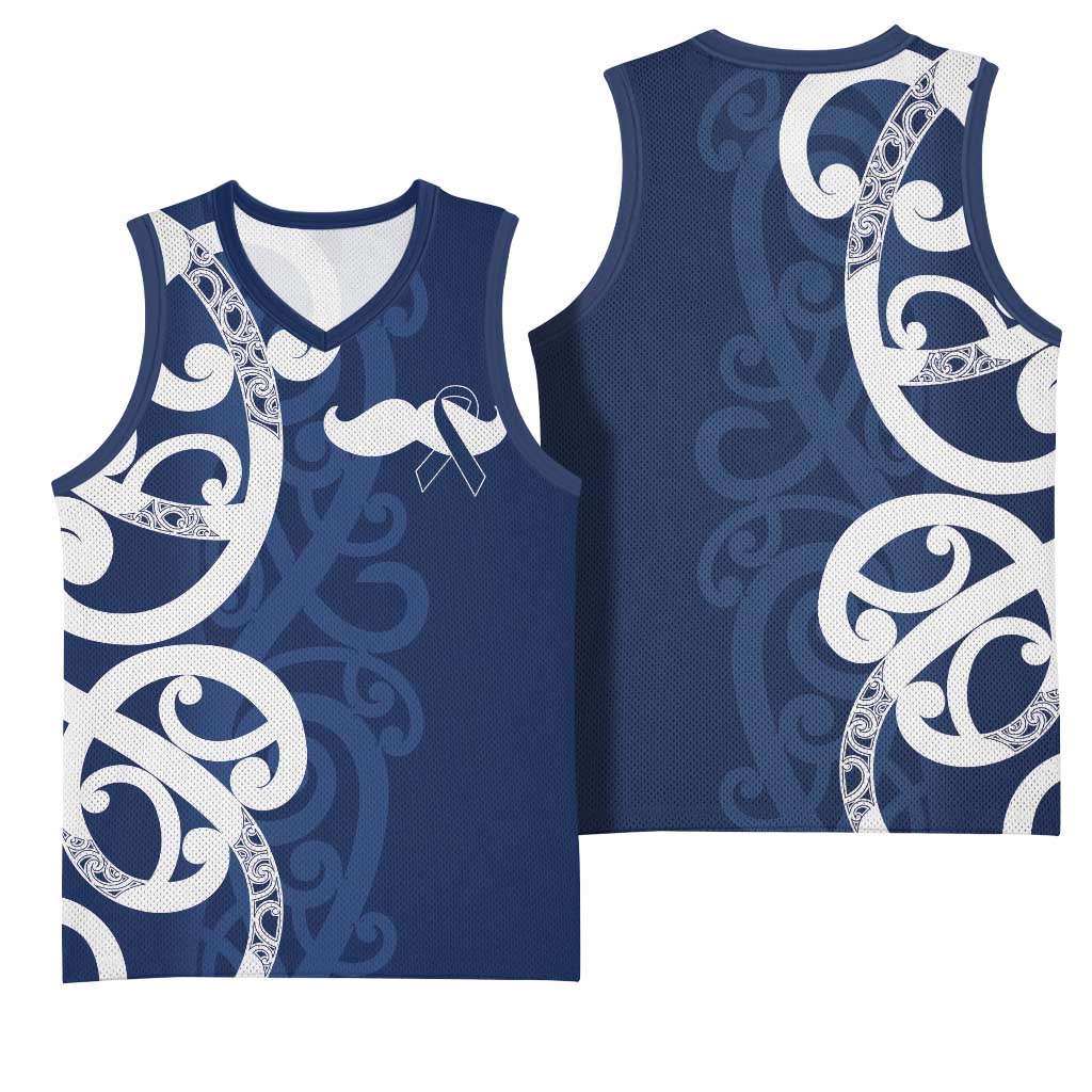 New Zealand Maori Mo Bros Basketball Jersey Blue Ribbon With Koru Kowhaiwhai LT7 - Polynesian Pride