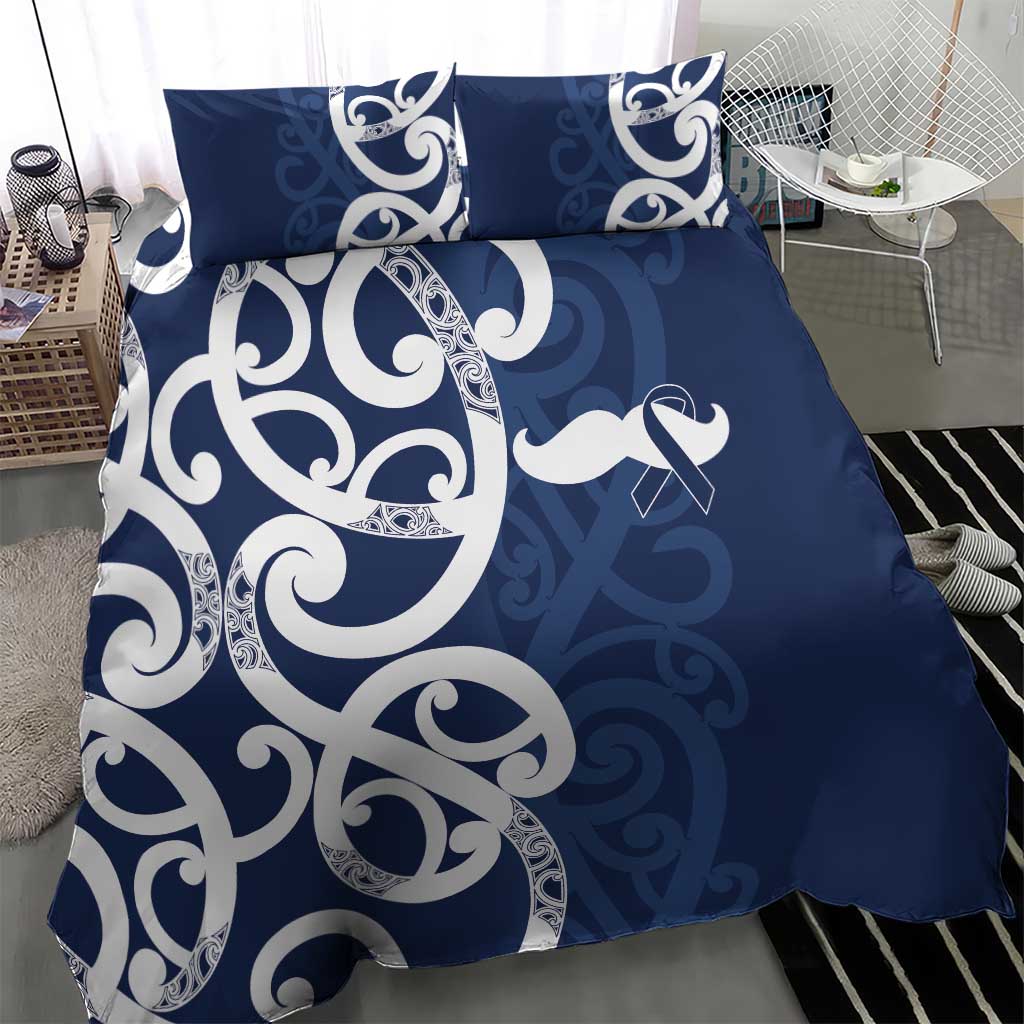 New Zealand Maori Mo Bros Bedding Set Blue Ribbon With Koru Kowhaiwhai - Polynesian Pride