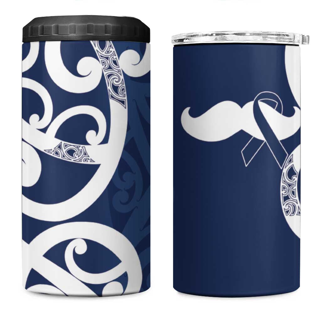 New Zealand Maori Mo Bros 4 in 1 Can Cooler Tumbler Blue Ribbon With Koru Kowhaiwhai LT7 One Size: 16 oz Blue - Polynesian Pride