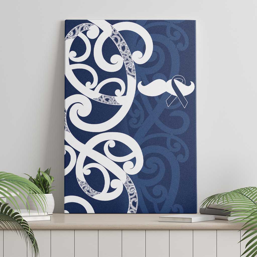 New Zealand Maori Mo Bros Canvas Wall Art Blue Ribbon With Koru Kowhaiwhai LT7 - Polynesian Pride