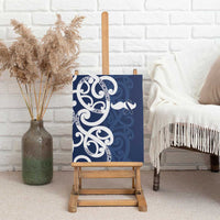 New Zealand Maori Mo Bros Canvas Wall Art Blue Ribbon With Koru Kowhaiwhai LT7 - Polynesian Pride