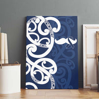 New Zealand Maori Mo Bros Canvas Wall Art Blue Ribbon With Koru Kowhaiwhai LT7 - Polynesian Pride