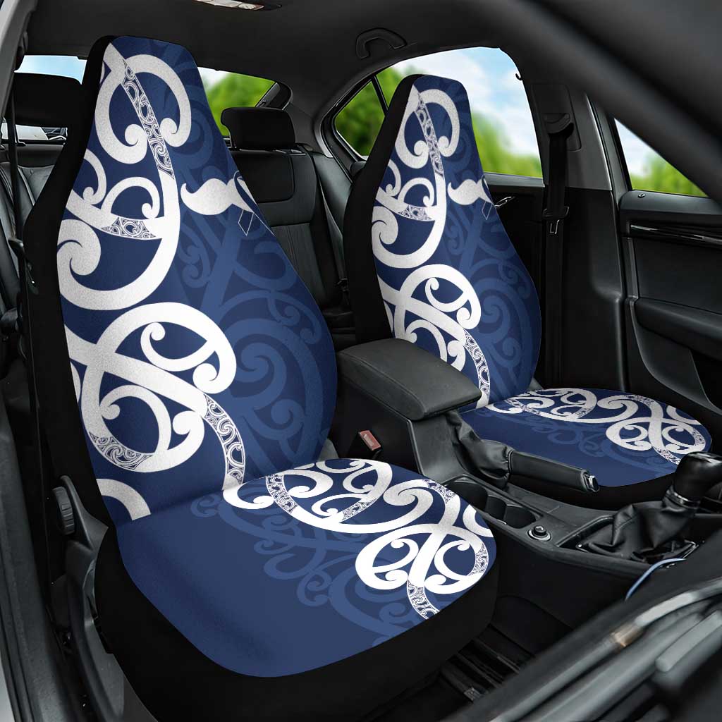 New Zealand Maori Mo Bros Car Seat Cover Blue Ribbon With Koru Kowhaiwhai - Polynesian Pride