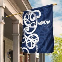 New Zealand Maori Mo Bros Garden Flag Blue Ribbon With Koru Kowhaiwhai LT7 House Flag Blue - Polynesian Pride