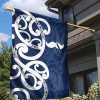 New Zealand Maori Mo Bros Garden Flag Blue Ribbon With Koru Kowhaiwhai LT7 - Polynesian Pride