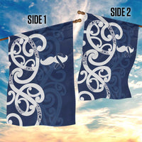 New Zealand Maori Mo Bros Garden Flag Blue Ribbon With Koru Kowhaiwhai LT7 - Polynesian Pride