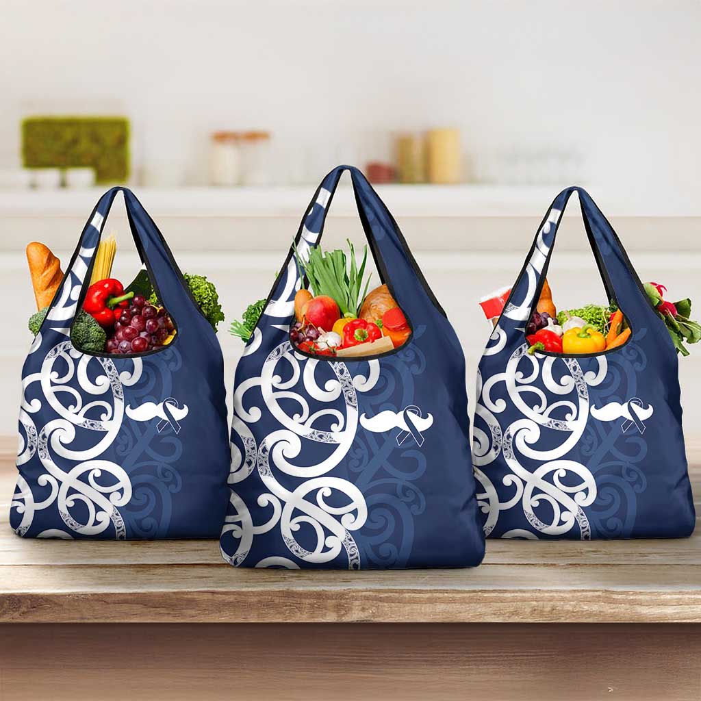 New Zealand Maori Mo Bros Grocery Bag Blue Ribbon With Koru Kowhaiwhai LT7 3-pack One Size Blue - Polynesian Pride