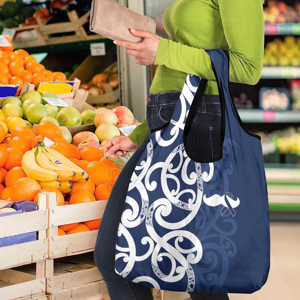 New Zealand Maori Mo Bros Grocery Bag Blue Ribbon With Koru Kowhaiwhai LT7 - Polynesian Pride