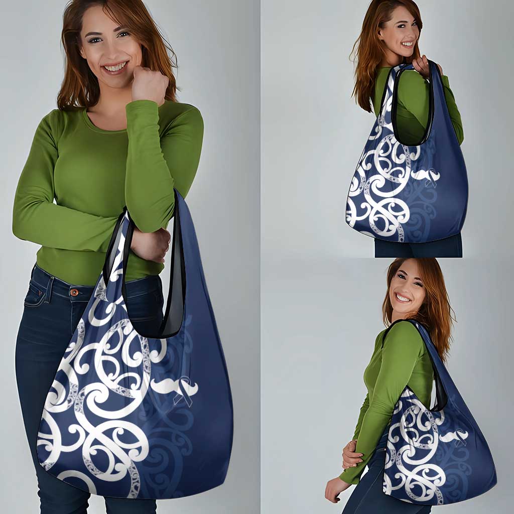 New Zealand Maori Mo Bros Grocery Bag Blue Ribbon With Koru Kowhaiwhai LT7 - Polynesian Pride