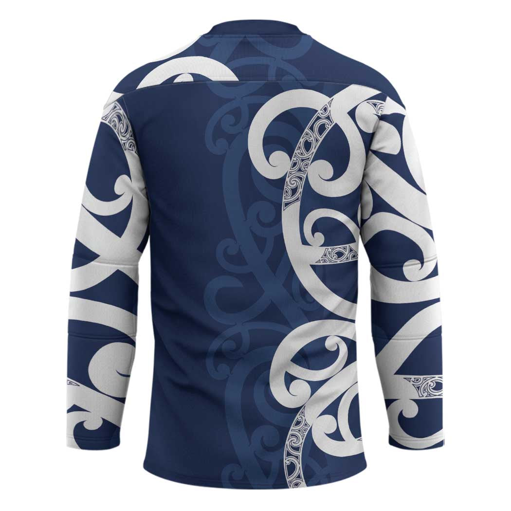 New Zealand Maori Mo Bros Hockey Jersey Blue Ribbon With Koru Kowhaiwhai LT7 - Polynesian Pride