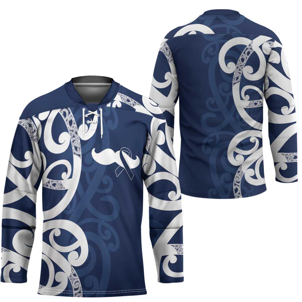 New Zealand Maori Mo Bros Hockey Jersey Blue Ribbon With Koru Kowhaiwhai LT7 - Polynesian Pride