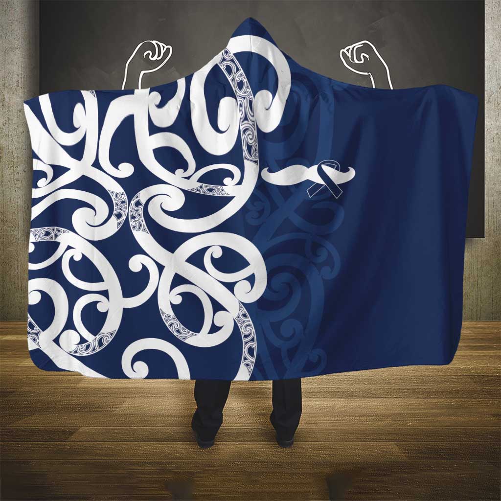 New Zealand Maori Mo Bros Hooded Blanket Blue Ribbon With Koru Kowhaiwhai LT7 - Polynesian Pride