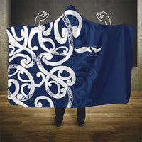 New Zealand Maori Mo Bros Hooded Blanket Blue Ribbon With Koru Kowhaiwhai LT7 - Polynesian Pride