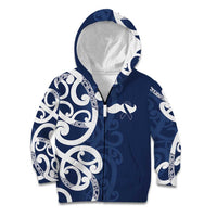 New Zealand Maori Mo Bros Kid Hoodie Blue Ribbon With Koru Kowhaiwhai LT7 Zip Hoodie Blue - Polynesian Pride