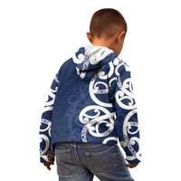 New Zealand Maori Mo Bros Kid Hoodie Blue Ribbon With Koru Kowhaiwhai LT7 - Polynesian Pride
