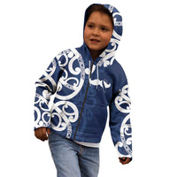 New Zealand Maori Mo Bros Kid Hoodie Blue Ribbon With Koru Kowhaiwhai LT7 - Polynesian Pride
