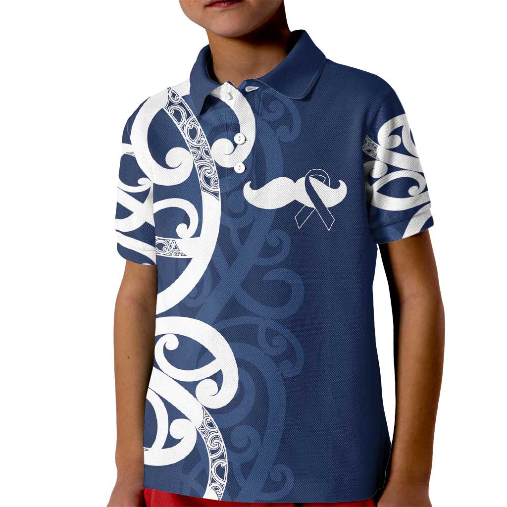 New Zealand Maori Mo Bros Kid Polo Shirt Blue Ribbon With Koru Kowhaiwhai LT7 Kid Blue - Polynesian Pride