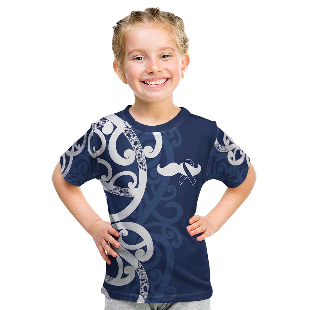 New Zealand Maori Mo Bros Kid T Shirt Blue Ribbon With Koru Kowhaiwhai LT7 Blue - Polynesian Pride