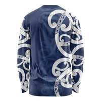New Zealand Maori Mo Bros Long Sleeve Shirt Blue Ribbon With Koru Kowhaiwhai LT7 - Polynesian Pride